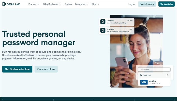 alt=Dashlane personal plan website interface.