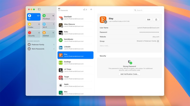 The Passwords app in MacOS 15.