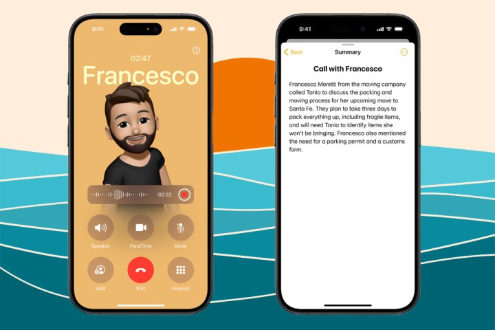 Call recording and summarization on iPhone.