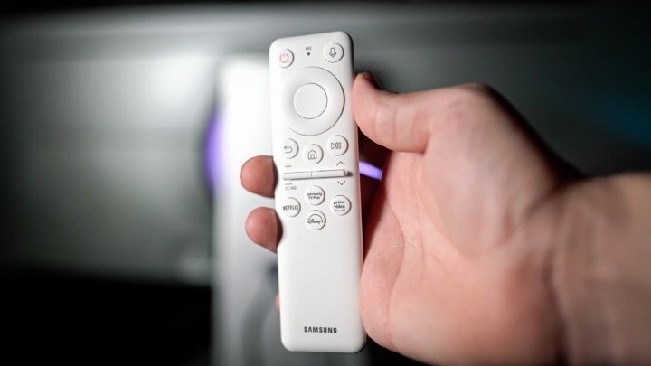 The remote for the Samsung Odyssey OLED G9 monitor.