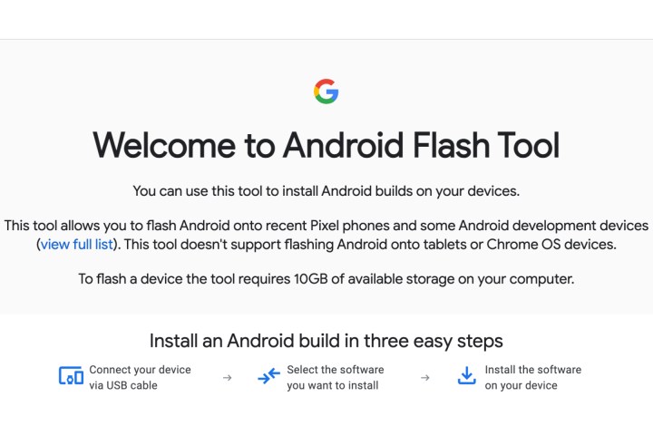 Using Android Flash Tool to install Android 16 on Google Pixel 8 Step 4.