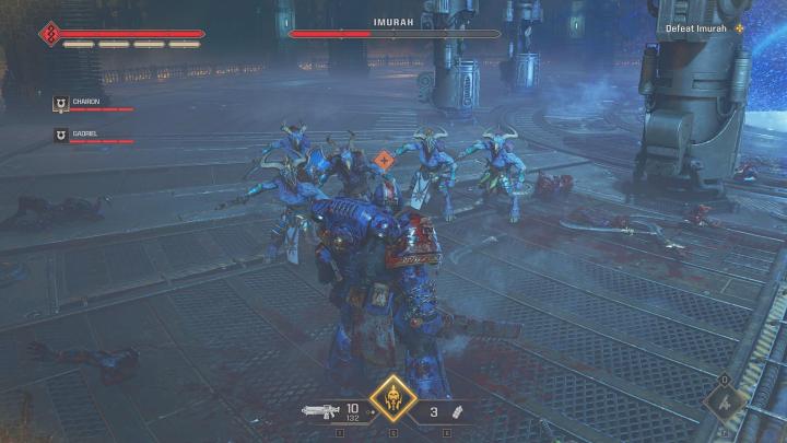 The image shows the player defending against an onslaught of Tzaangors.