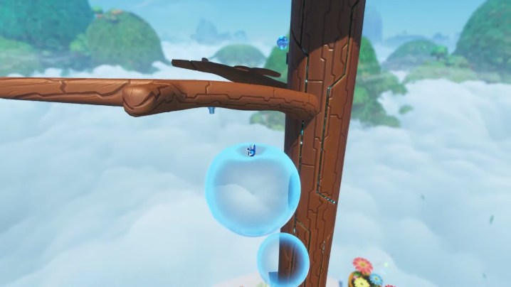 Astro Bot riding a bubble.