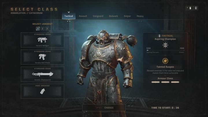 The image shows the class selection screen, specifically the Chaos version of the Tactical class.