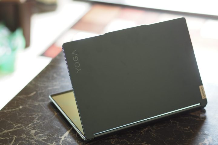 alt: Back view of Lenovo Yoga Book 9i showing the lid and logo.