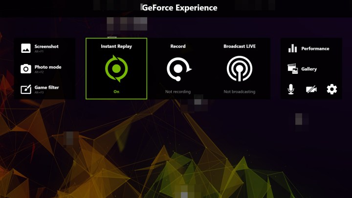 Opening the Geforce Experience Shadowplay app on Windows 10.