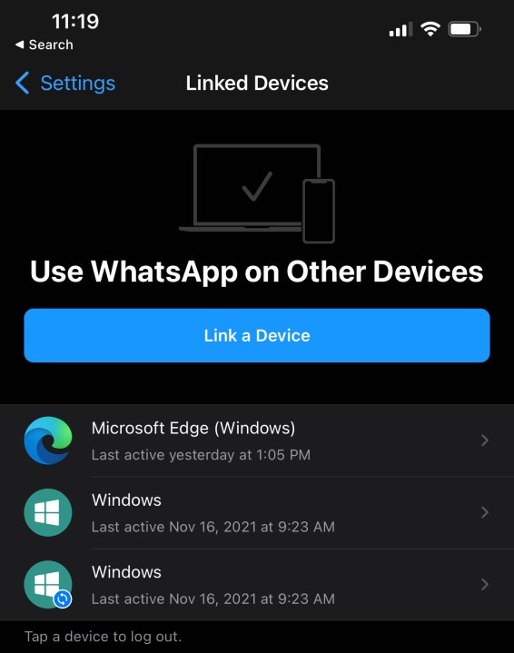 Linking a Device on WhatsApp Mobile