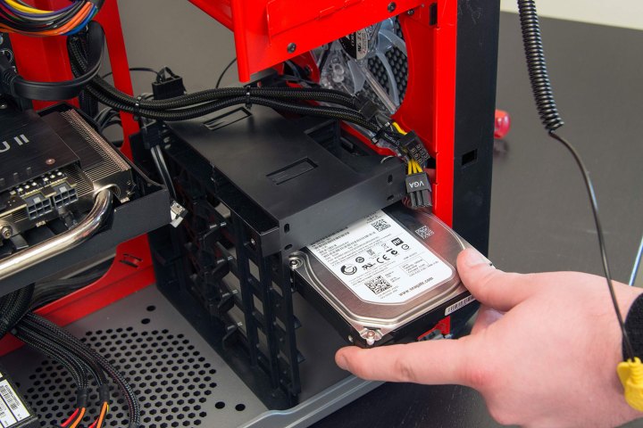 Hard drive slot in PC.