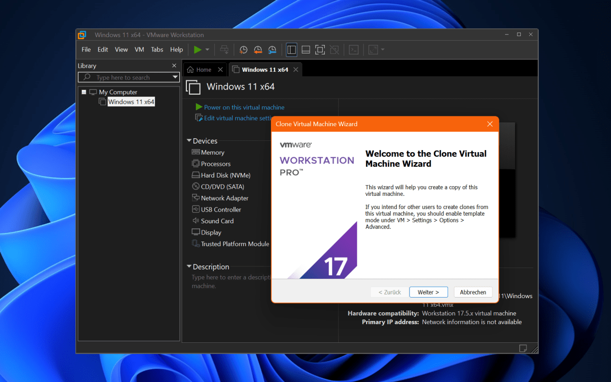 alt: VMware Workstation 17 Clone Wizard