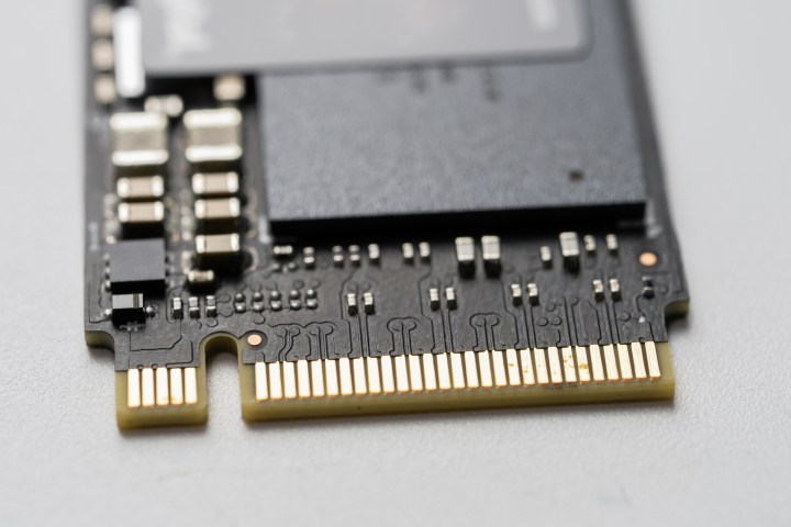 A close up of of an SSD NVMe M.2 2280 solid state drive.