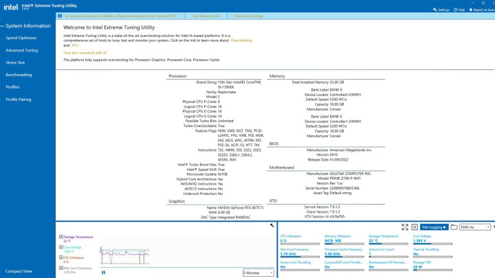 Intel XTU status screen.