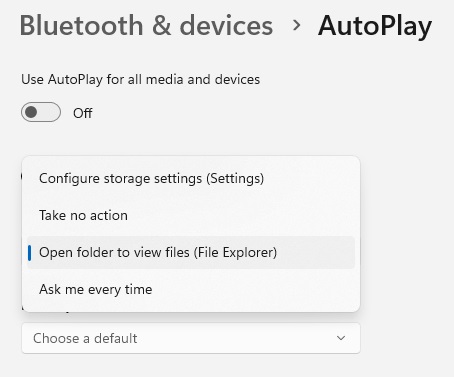 Windows autoplay settings