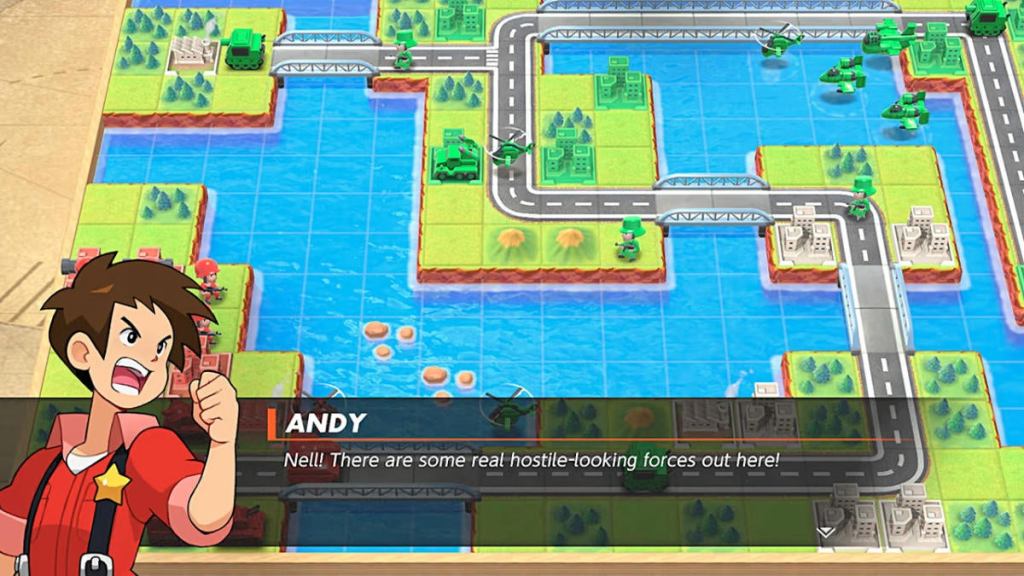 alt: Andy and Nell discussing battle strategy in Advance Wars 1+2: Re-Boot Camp