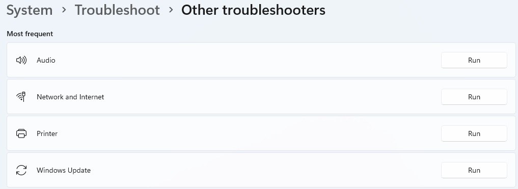 Windows troubleshoot