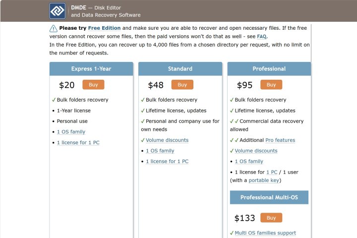 DMDE offers a powerful free version alongside affordable paid options.