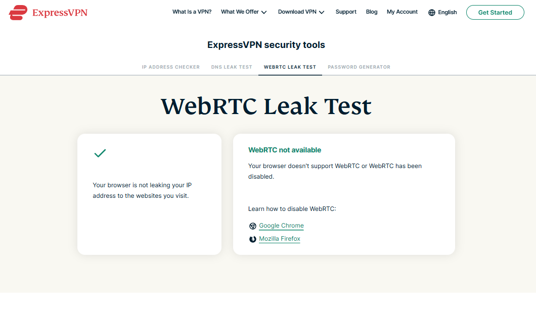 WebRTC Leak Test Results