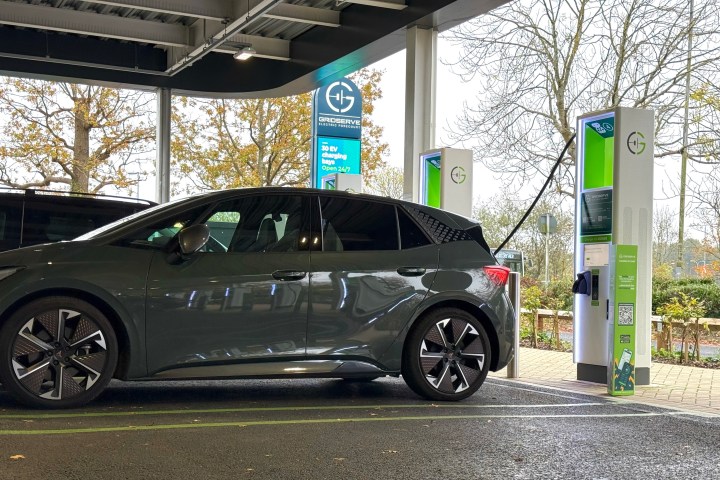 The Cupra Born VZ onm charge at a Gridserve station.