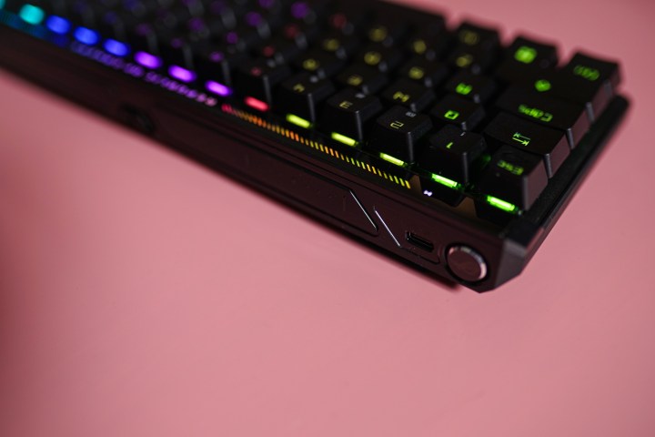 The back of the Asus ROG Falchion Ace HFX keyboard.