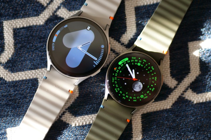 The Samsung Galaxy Watch 7 in both 44mm and 40mm sizes.