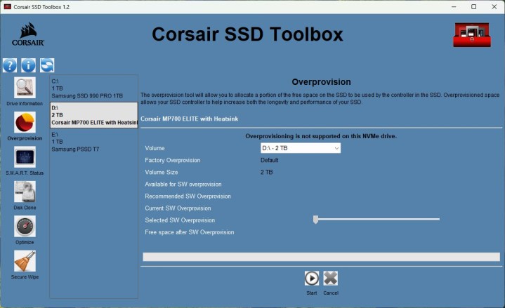 Corsair SSD Toolbox software