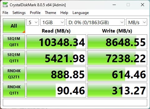 CrystalDiskMark benchmark results