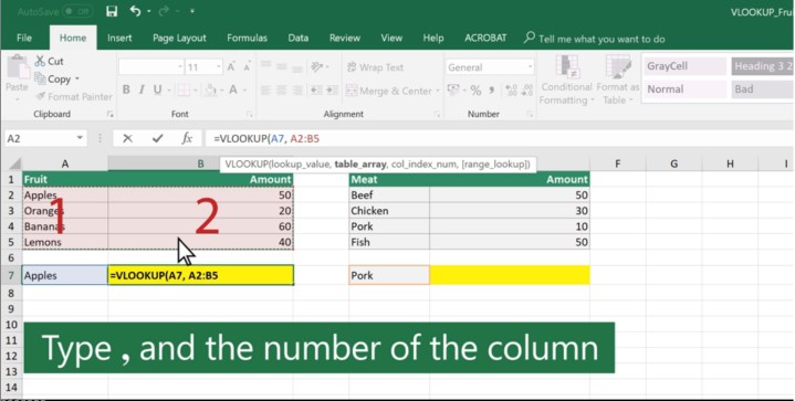 Indicating the Return Column