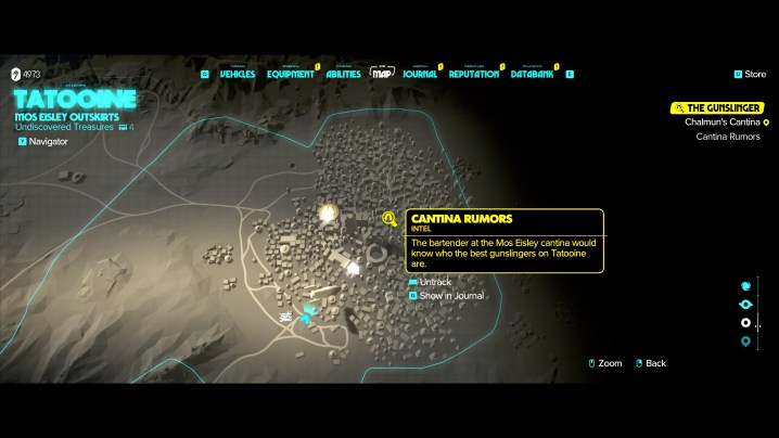 A map of tatooine in Star Wars Outlaws.