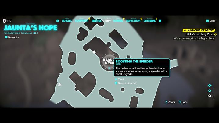 A map menu in Star Wars Outlaws.