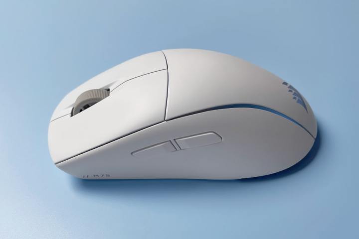 The Corsair M75 for Mac mouse against a blue background.