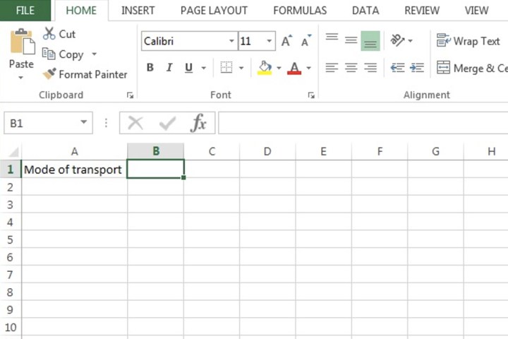 Selecting the cell for a drop-down list on Microsoft Excel.