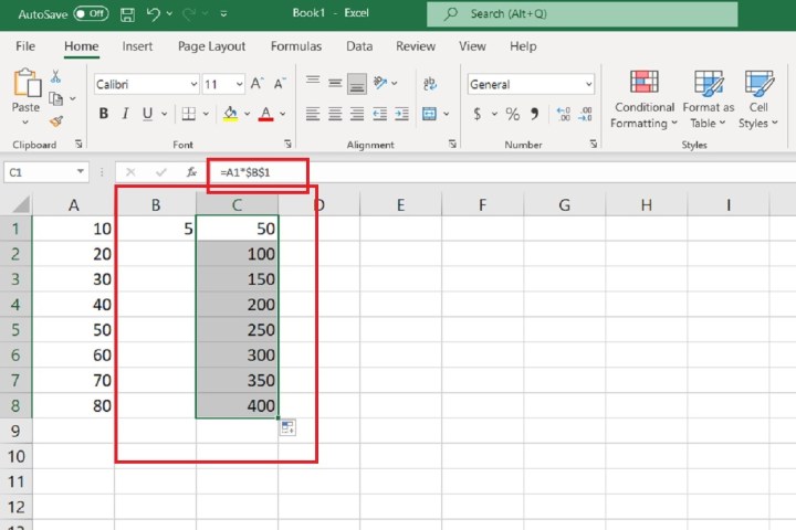 how to multiply in excel multiplying numbers by a constant