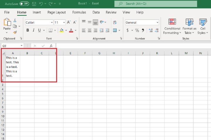 alt text: Screenshot of Excel demonstrating wrapped text within a cell using manually inserted line breaks.