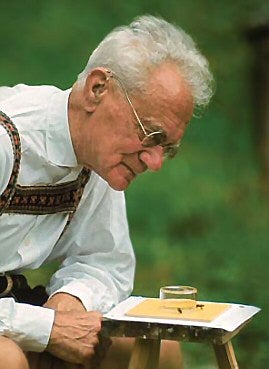 Karl von Frisch studying bees, whose navigation inspired Einstein's inquiry into the physics of animal behavior.