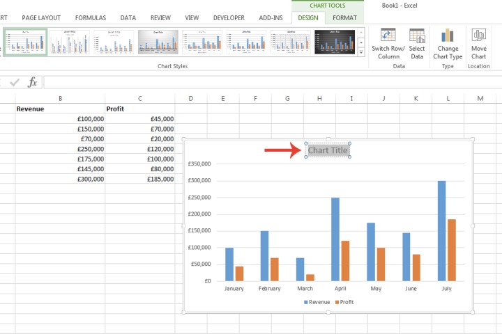 The customization options for a graph in Microsoft Excel.