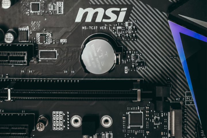 CMOS battery on an MSI motherboard.