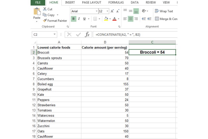 Applying further customization to a cell where the concatenate function has been applied.