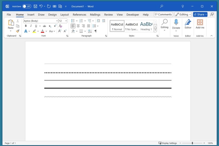 AutoFormat lines in Word