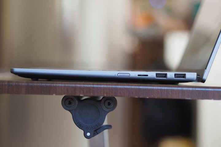 Lenovo IdeaPad 5x 2-in-1 side view showing lid and ports.