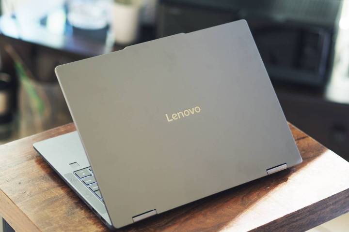 The lid of the Lenovo IdeaPad 5x on a table.