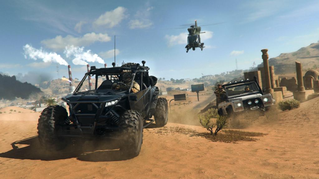 alt: A car chase scene in Warzone 2, showcasing the dynamic gameplay and vehicular combat.