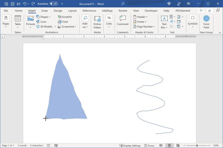 Examples of Freeform Shape and Freeform Scribble drawings in Microsoft Word.