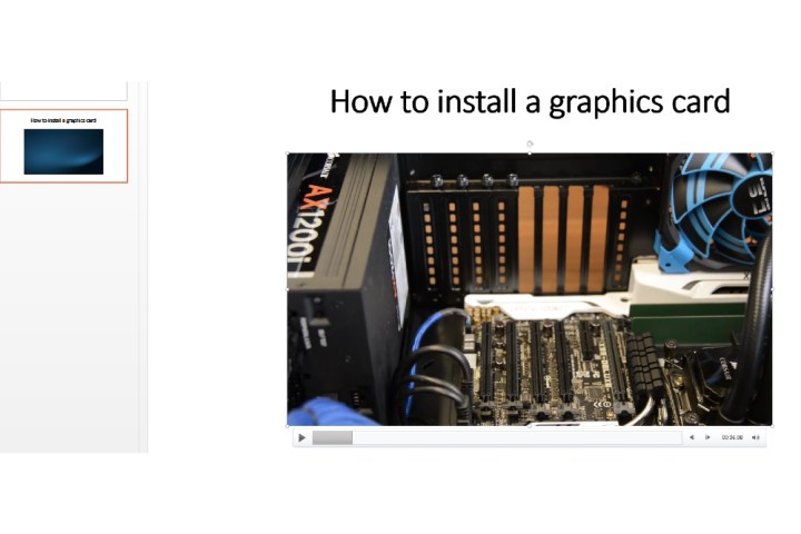 A video inserted directly from your PC into a PowerPoint slide.