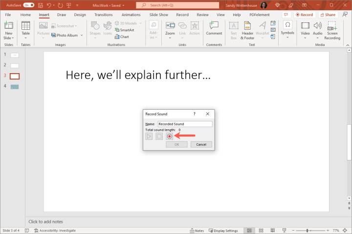 Recording audio in PowerPoint