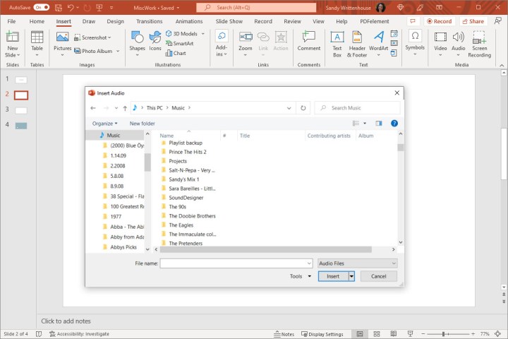 Inserting an audio file in PowerPoint