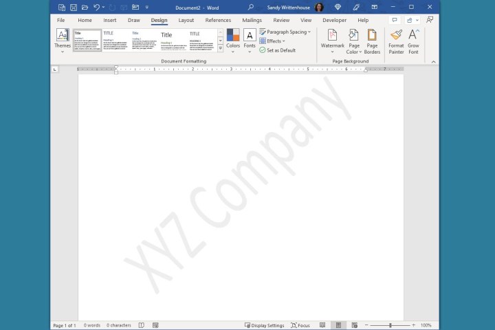 Custom text watermark in Word.