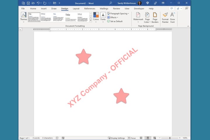 Custom picture watermark in Word.