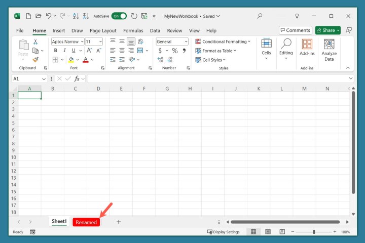 Red tab color in Excel.