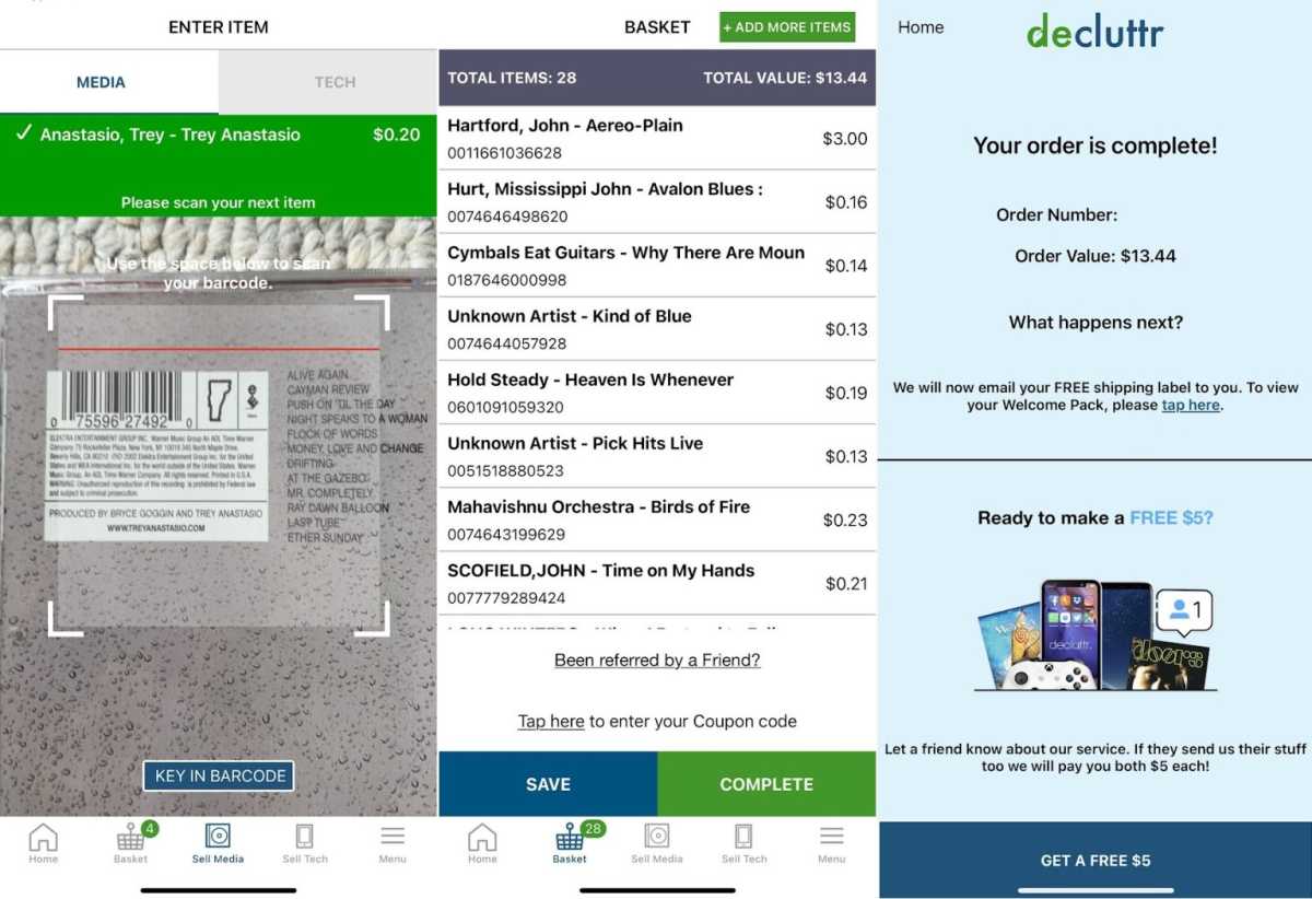 Scanning and selling discs in Decluttr