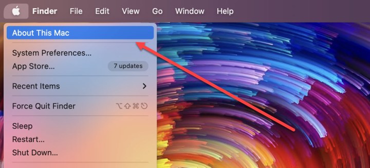 Selecting About This Mac in Mac OS.
