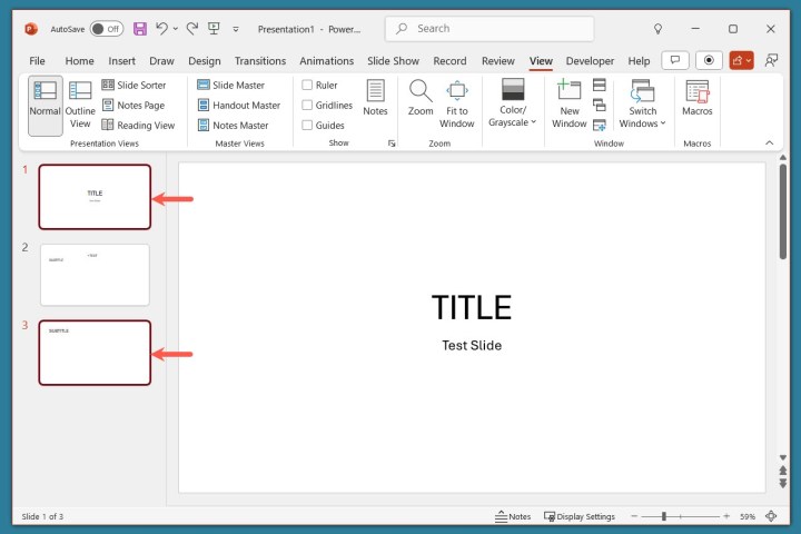 Multiple slides selected in PowerPoint.